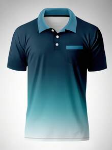 加大码男士渐变色休闲短袖Polo衫 - 彩色 - 查看 3
