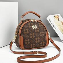 Women Shoulder Bags - 方塊料-咖拼土黃 - 查看 2