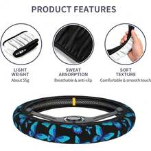 New Blue Butterfly Steering Wheel Cover 15 Inch For Women Men, Neoprene Anti-Slip Cute Car Steering Wheel Grip Wrap Car Accri Protective Case Cover For Vehicle Truck SUV - 藍色蝴蝶均碼 - 查看 6