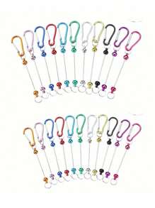 4/8pcs Colorful Beaded Keychains, D-Shaped Clasps, Metal Hooks, DIY Keychains Bulk With Outdoor Hooks For Backpack Pendant Accessories