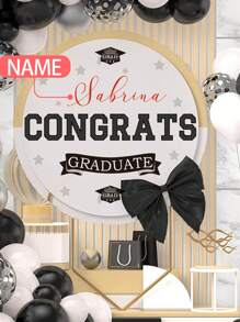 1 Stück 30*120cm anpassbarer Preppy-Style Abschluss Dekoration Wandaufkleber, personalisierter Wandtattoo Text für Schule, Wohnzimmer Zuhause, Eingang, Party Hintergrund, Unterschriftenbrett, PVC abnehmbar