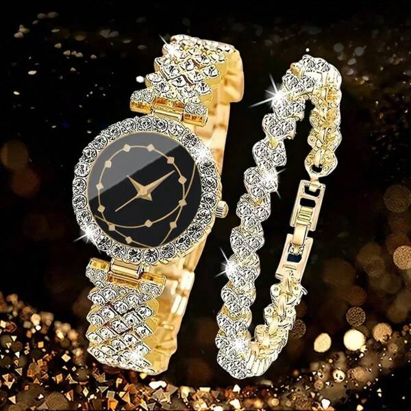 2 buc femei moda casual cadran roman diamant complet ceas britanic cu bijuterii accesorii set brățară cu stras set petrecere nuntă cadou plajă vacanță iubitori cadou