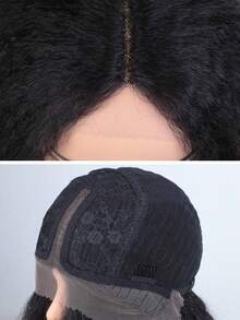 QVR QUEEN VIRGIN REMY Peluca bob con encaje T, cabello humano recto rizado, tipo yaki, cabello remy, encaje transparente, sin pegamento, color negro natural - Natural Black - Ver 6