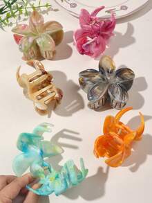 10pcs/Set Marble Pattern Pastel Hair Claw Clips, Bohemian Daisy Flower Style Hair Accessories For Beach, Wedding, Vacation Flower Hair Clips Fall Winter - Multicolor - View 5