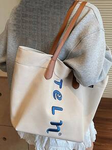 大容量时尚气质字母文艺帆布包，夏季新款时尚休闲风单肩包