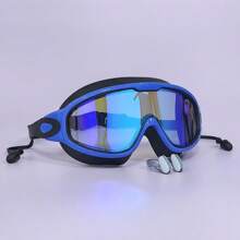 Adult Large Frame Waterproof Anti-Fog Swimming Goggles With Built-In Earplug, Nose Clip, Clear Vision Swimming Eyewear Accessories, Beach Essentials, Beach Accessories, Pool Float