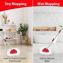 Spin Mop Replacement Head Compatible With O-Cedar EasyWring 1 Tank, 2 Microfiber Mop Refills, 30-58" Handle And 1 Base Set Combo (White,1 Tank System) - White - View 5