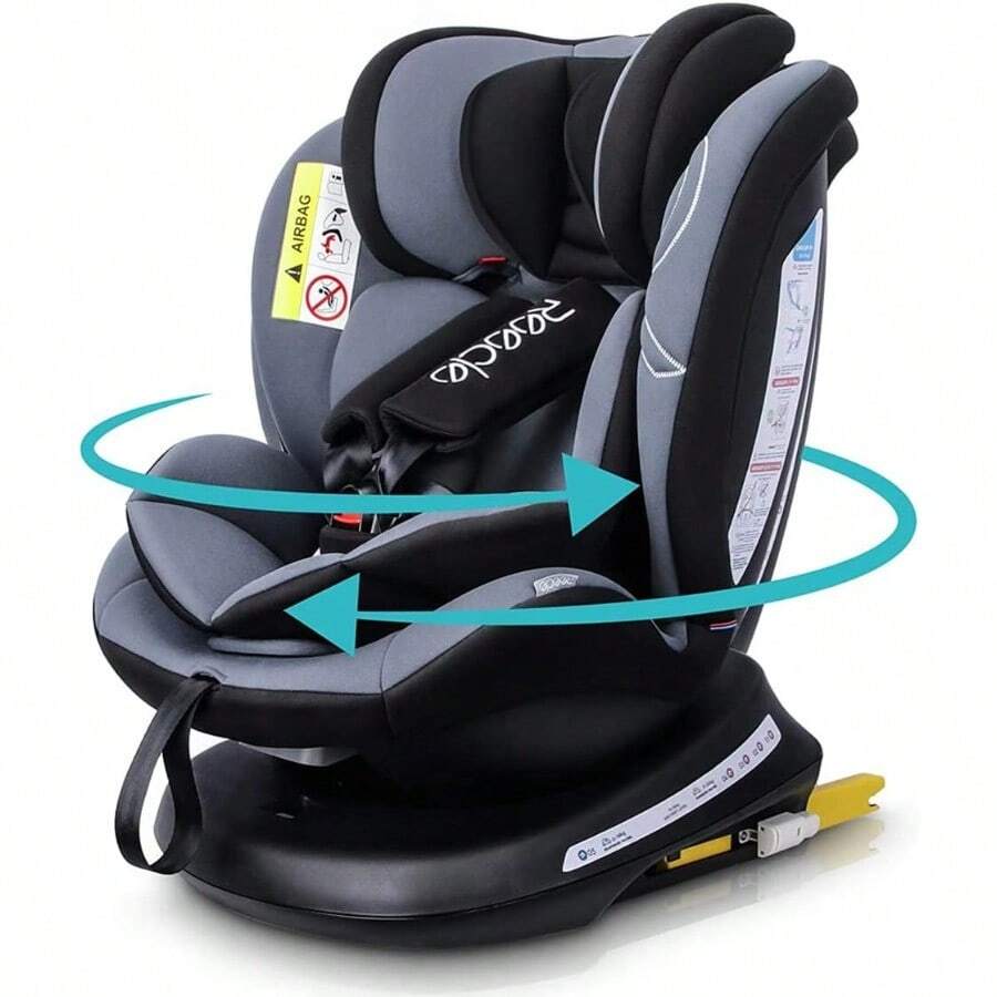 Reecle チャイルドシート 360° 回転式 新生児~12歳頃 0~36kg ISOFIX対応 シートベルト固定 (ブラック) - ブラック - チェックする 1