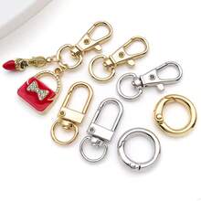 2 件 18K 金 + 厚银 + 镀白金扣套装（6 种款式：龙虾扣、狗夹、门钩等）- 钥匙扣和包袋配件的奢华 DIY 组件