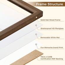 Entrega local: Marco de foto de roble de 16x16, marco con paspartú de 16x16 para foto de 12x12, marco de madera cuadrado para exhibición vertical y horizontal en pared y mesa (Beige, 1 pieza) - Madera de roble de origen estadounidense color nogal - Ver 3