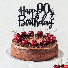 1Pc Glitter Happy Birthday Cake Topper Celebrate 10 12 13 14 15 16 17 18 21 30 40 50 60 70 80 90 100 Years Old Birthday Anniversary Party Decoration - Multicolor - View 37