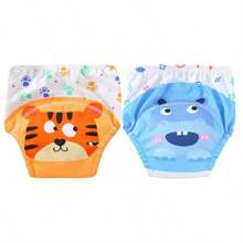 4 Stück dünne positionierte Tierdruck Baby Jungen/Mädchen Trainingshosen, weich & bequeme wiederverwendbare Stoffwindeln, unverzichtbares Geschenk für Babys