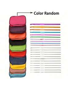 1 set de ganchos de crochet de metal, incluye un surtido de agujas de crochet de aluminio anodizado de colores y herramientas de manualidades y tejido de diversos tamaños, color aleatorio