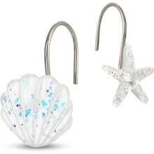 Local Delivery Seashell Shower Curtain Hooks, 12PCS Stainless Steel Anti Rust Starfish And Seashell Decorative Shower Hooks Ocean Theme Shower Curtain Hooks For Home Bathroom (Pink Seashell) - White Seashell - View 2