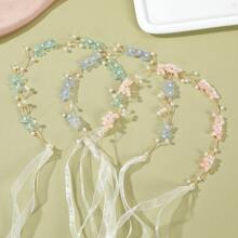 Handmade 3-Leaf Butterfly Pearl Bridal Headdress, Pearl Headband For Wedding Dress Hair Accessories