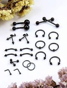 Piercing Kit 316L Surgical Steel Body Jewelry Piercing Kit With 12G 14G 16G 18G 20G Piercing Needles Use For Nose Septum Lip Tongue Belly Eyebrow Rings Ear Piercing Kit Silver Black Rainbow - Black - View 8