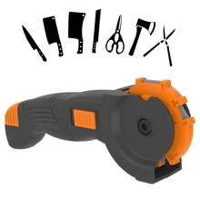 1 pieza, Afilador de cuchillos multifuncional para herramientas y cuchillos, con múltiples ranuras opcionales para diversas herramientas y cuchillos de hoja recta, cuchillas, tijeras, naranjo - Naranja - Ver 2