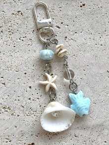 1 件夏季和贝壳手工串珠项链，少女心手工串珠手机挂绳，蓝牙耳机盒吊坠