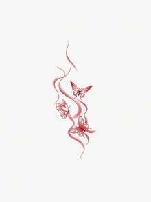 1 pieza Pegatina de tatuaje temporal lavable, mariposa roja grande, adecuado para personas - Rojo - Ver 3