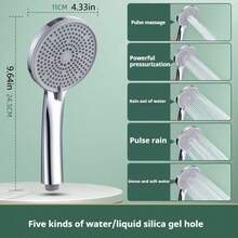Multi-Function Shower Handheld Sprayer, Large Panel Showerhead With Liquid Silicone Holes, Suitable For Hot Water Heater