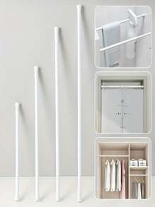 1/2pcs Punch-Free Multi-Functional Telescopic Rod, Simple Installation, Perfect For Bathroom Shower Curtain Rod, Balcony Drying Rod, Wardrobe Hanging Clothes Rod, Door Window Hanging Curtain Rod, Curtain Rod Holder, Bathroom Accessories Home Bathroom Decor Summer