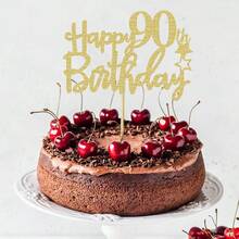 1Pc Glitter Happy Birthday Cake Topper Celebrate 10 12 13 14 15 16 17 18 21 30 40 50 60 70 80 90 100 Years Old Birthday Anniversary Party Decoration - Multicolor - View 35