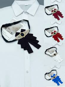 1pc Men's Business Shirt Collar Decor Bow Tie, Groom & Groomsmen Accessory For Wedding Parties