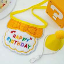 2024 Pet Birthday Hat Scarf Set Adjustable, Cat/Dog Birthday Supplies Mini Pet Saliva Towel Cat/Dog Supplies - Yellow - View 2