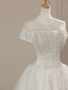 Vintage Spitze Hohlmuster Abendkleid, Palast-Stil Hochzeitskleid