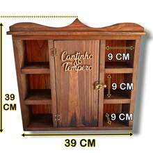 Wall-Mounted Condiment Holder Wooden Cabinet With Door Home Kitchen - 鏽棕色 - 查看 5