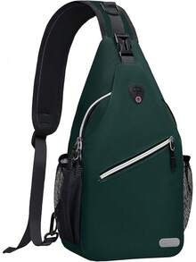 MOSISO Sling Mochila, Multiusos Crossbody Bolso Bandolera Mochila de Senderismo de Viaje - Verde Pavo Real - Ver 3