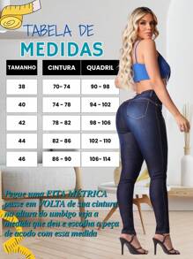 Kit 2 Calças Jeans  Feminina Skinny com Elastano (Lycla) Cintura Alta Efeito Empina Bumbum