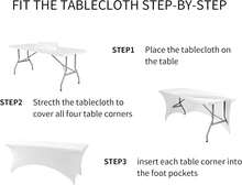 6 Pack Spandex Table Cover For 6FT Table Universal Fitted Stretch Tablecloth For Party, Banquet, Wedding And Events-White - 白色 - 查看 8