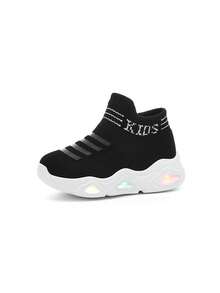 儿童春秋款 LED 发光鞋，灵活鞋面，一脚蹬设计，可爱时尚，适合日常休闲和运动穿着 - 黑色 - 查看 9