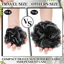 12 Pcs Travel Size Loofah Individually Wrapped, Small Shower Puff Bath Sponge Pouf Ball Bulk Mesh Bath Puff Mini Loofah Sponge With Case Bulk For Shower Care(Black) - Black and White - View 2
