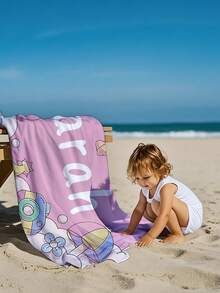 1pc Customized Text Printed Bath Towel, Beach Towel, Personalized Towel, Kids Towel, Pool Towel, Bathroom Towel, Holiday Gift, Beach Essential, Outdoor Travel