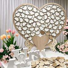 Rustic Wedding Guest Book With Wooden Heart-Shaped Drop Box - Charming Reception Decor And Creative Message Keepsake For Weddings, Anniversary Signature Book, Special Occasions Wedding Guest Book