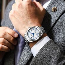 CRRJU Reloj de hombre CRRJU de lujo, de moda, con cuarzo, resistente al agua, luminoso, de acero inoxidable con fecha