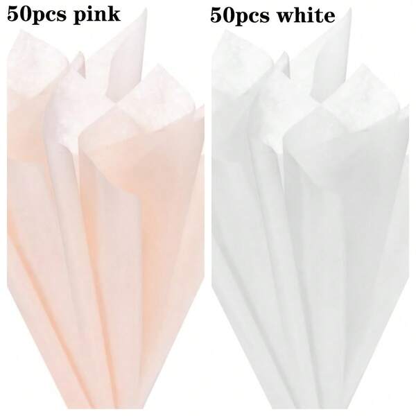 100pcs Premium (Pink+White) Floral Arrangement Packaging Paper Waterproof MilkCoated Fabric, 11.8x11.8x0.19in, Assorted Colors For Craft & DIY Supplies