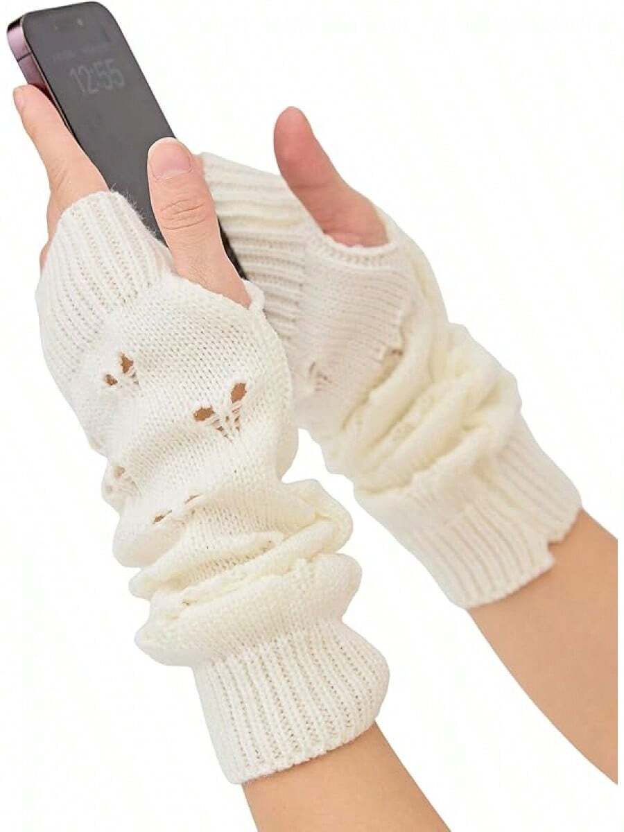 Fingerless Arm Warmers For Grunge Punk Style Accessories - White - View 1