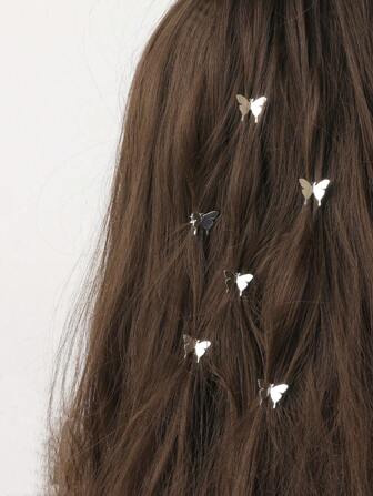 6pcs Silver 3D Butterfly Hair Clips, Decorative Hair Accessories Suitable For Women And Girls, Adjustable Braided Hairstyle