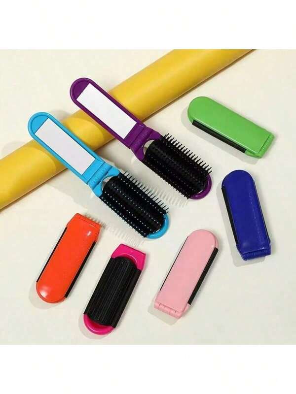 Portable Travel Foldable Hair Brush With Mirror Compact Pocket Size Hair Comb Hairdressing Massage Hair Brush