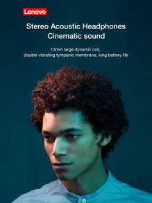 Lenovo Lenovo 1pc HT38 Wireless Bluetooth Earphone Sport Earbuds With HD Sound Bass Sweatproof Lightweight Comfortable Fit For Women Men Gift Idea Black White Holiday Present