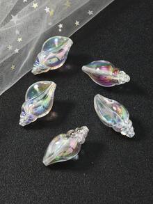 5 件彩虹色亚克力贝壳珠，高端耳环、手链、项链、服装装饰，海洋系列工艺品