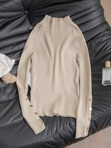 女士秋冬高领针织毛衣、分层上衣