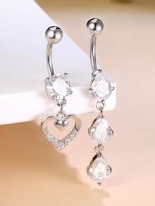 Leocuci 2个装水滴形肚脐环，14G不锈钢材质，女士肚脐穿刺饰品，肚脐环