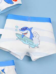 4pcs Boys' Comfortable Soft Breathable Cartoon Shark Print Shorts, Underwear For Kids - Multicolor - View 6