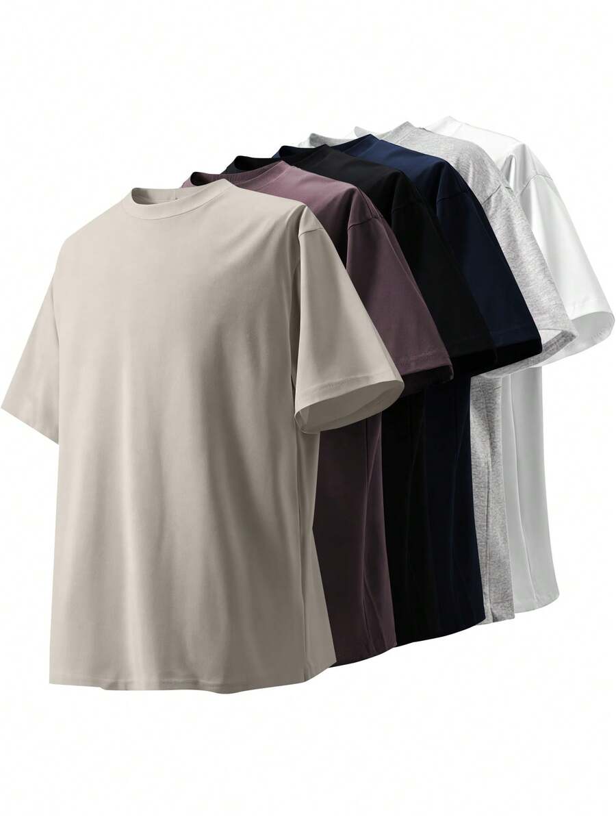 Women's Solid Color Short Sleeves, 220g Weight, 100% Cotton, Comfortable To Wear, Very Suitable For Running, Leisure Or Outdoor Entertainment, Fitness,Comfort Fit Short Sleeve Classic Cotton T-Shirt Women's Casual Short Sleeve Top - 卡其色 - 查看 1