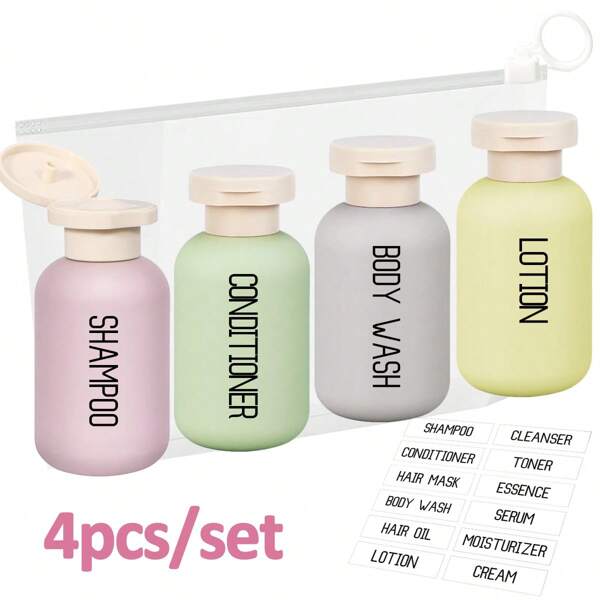 3/4 Stücke Reise Flaschen für Körperpflege, 100ml, nachfüllbare Quetschflaschen, Unterverpackung Quetschflaschen für Shampoo, Händedesinfektion, Gesichtsreiniger, Duschgel