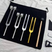 3pcs Set Ear Wax Removal Tuning Forks, Professional Healing Sound Forks For Training - 136.1Hz, 256Hz, 432Hz, 528Hz Gold Color Yoga & Meditation Body Weighted Forks - Relaxation Instruments